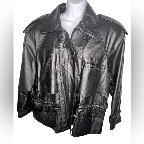 Vintage Vegan Oversized Leather Jacket Sz M - Picture 1 of 9